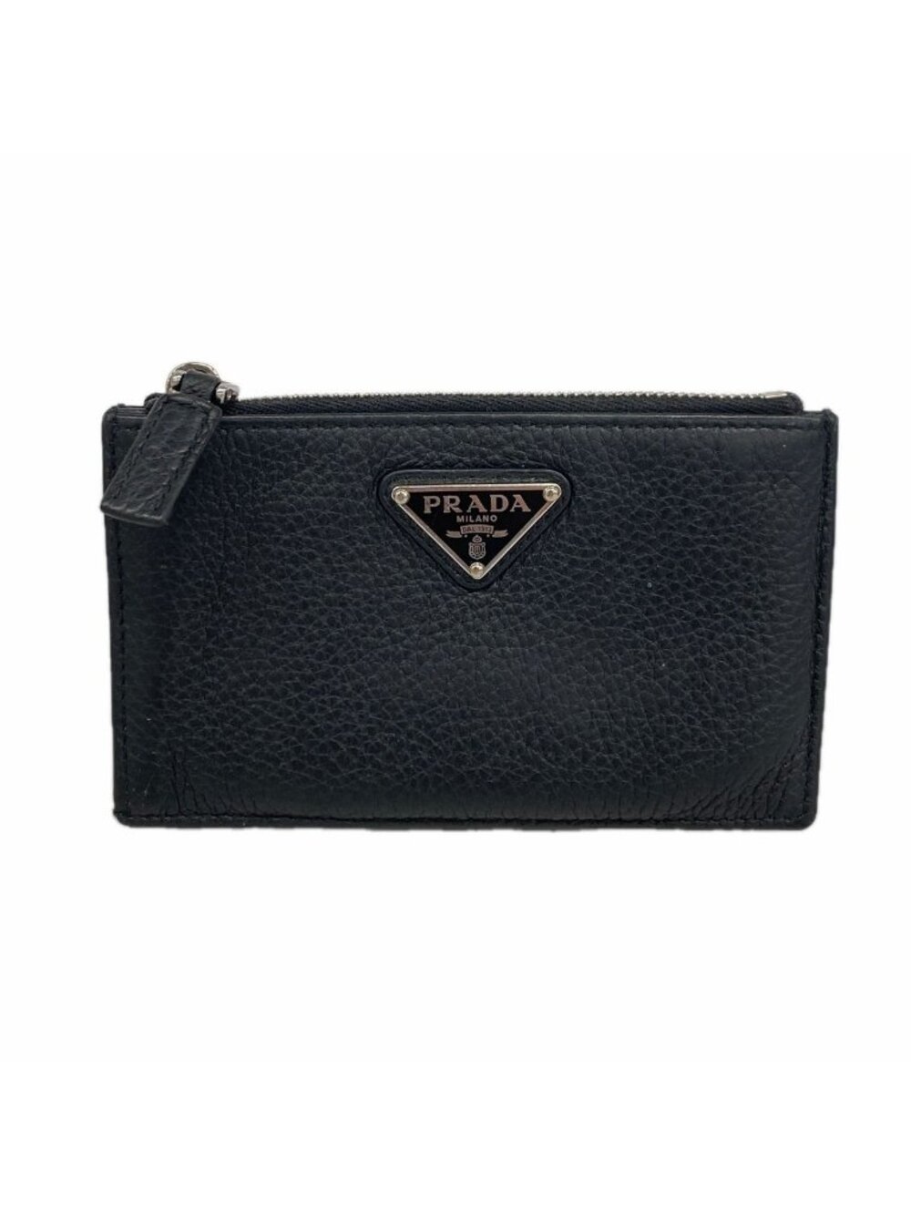 Prada Coin Purse Leather Black Silver